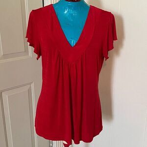 Susan Lawrence Boho V-Neck Short Sleeve Top Women Size XL